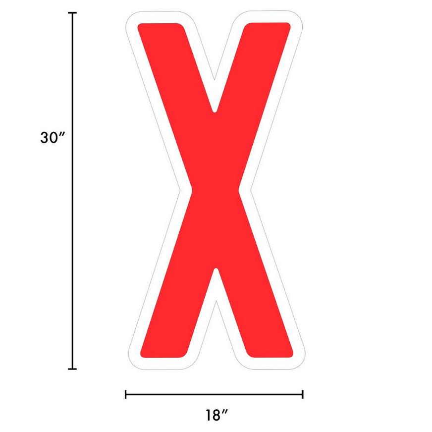 Red Letter (X) Corrugated Plastic Yard Sign, 30in